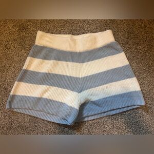 Sincerely Jules Blue/White Striped Knit Shorts Size L Vacation Beachwear Lounge